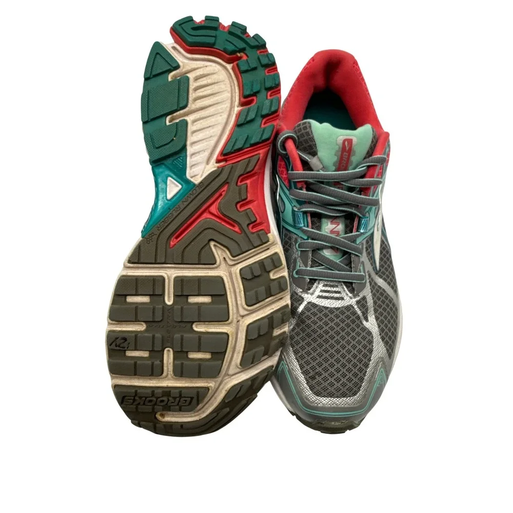 Brooks Ravenna 7 Running Shoes Womens 10 Grey Teal Pink Good Stability Sneakers